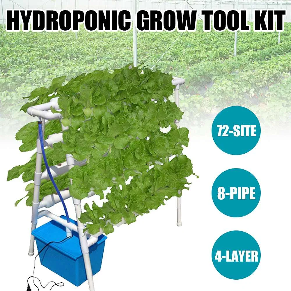 

Hydroponic Grow Kit 8 Pipes 4 Layers Hydroponic 72 Holes Garden Vegetable Planting System Kit System Nursery Pot Hydroponic Rack