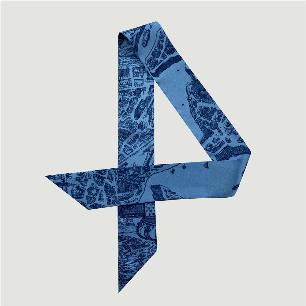 

2021 Brand Design Skinny Silk Scarf Women Luxury Brand Hair Bag Scarves Summer Neckerchief Multicolor Scarf For Ladies Headband