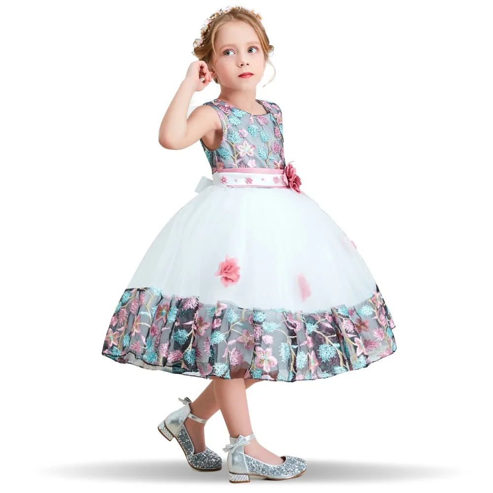 Нарядное платье с цветочным узором для девочек Платье на выпускной и свадьбу