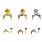 Серьги-гвоздики из хирургической стали 316L с цирконом, 16 г, 1 шт.