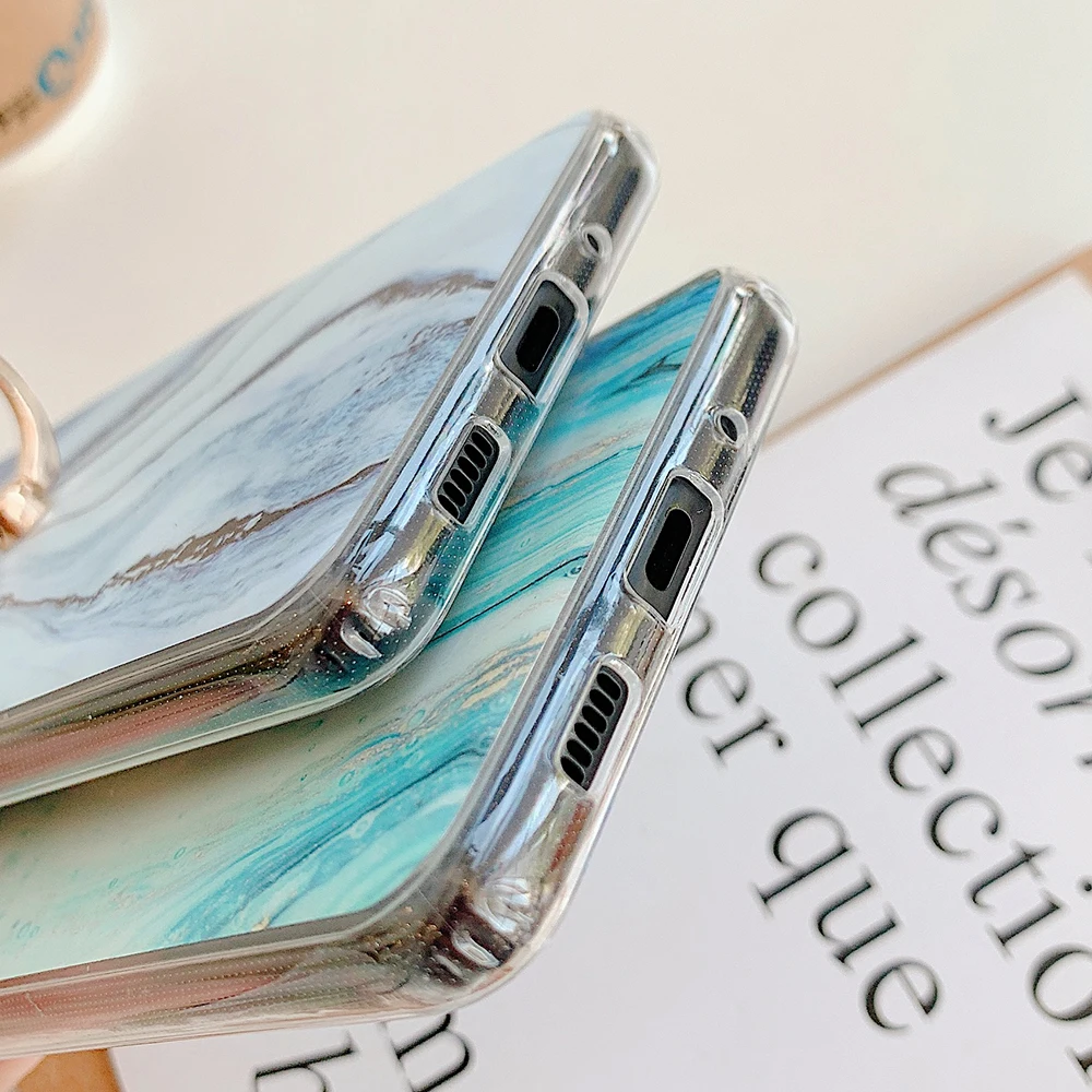 Чехол для телефона LOVECOM Gradient Marble с кольцом Samsung S20 Plus A50 A70 S9 S10 Note 8 9 10 20 мягкий чехол