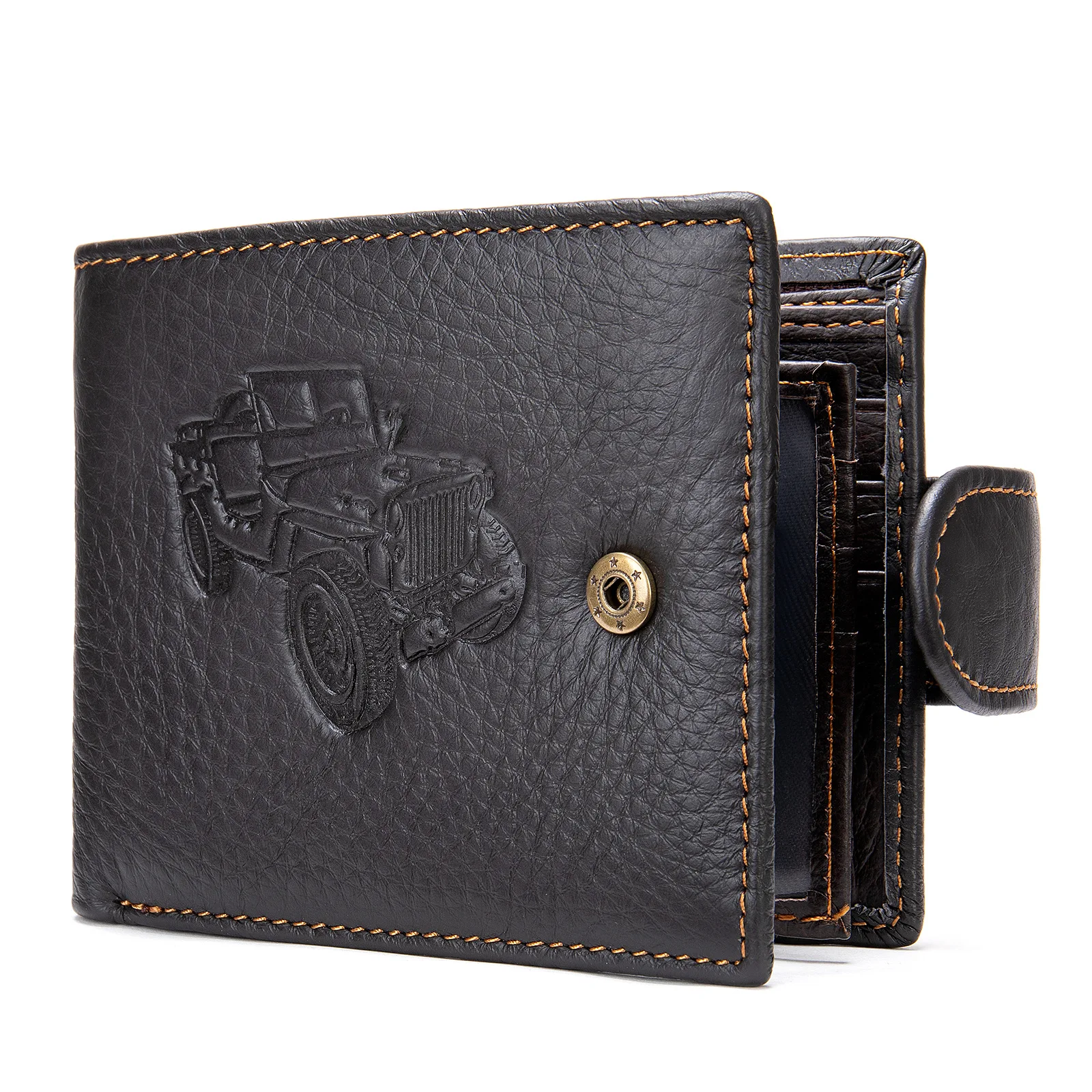New Wallet Men's Leather Short Head Layer Cowhide Card Bag Personality Creative Wallet Men Gift