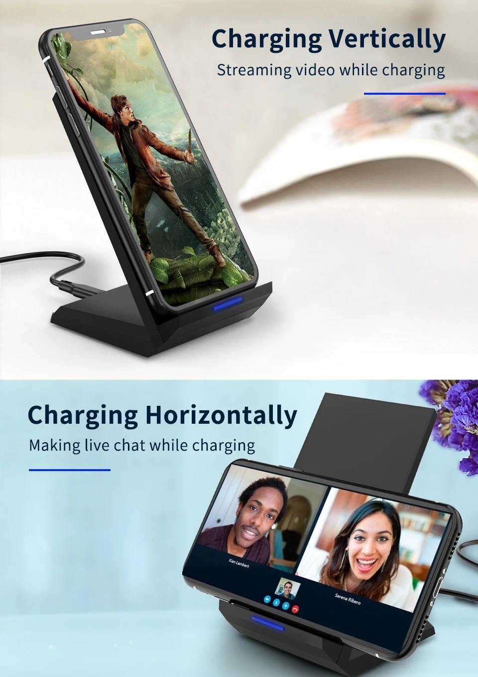Coolreall Qi Беспроводное зарядное устройство Подставка для iPhone X XS 8 XR samsung S9 S10 S8 S10E 15 Вт быстрая Беспроводная зарядная станция зарядное устройство для телефона