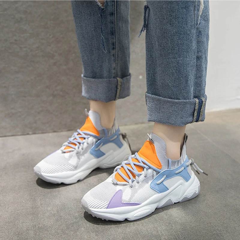 

Женские смешанные цвета вулканизированные 2020 женские сетчатые кроссовки женские дышащие плоские женские повседневные кроссовки Женская у...