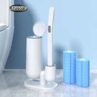 bathroom disposable toilet brush replaceable brush head no dead ends long handle cleaning brush household cleaning artifact set