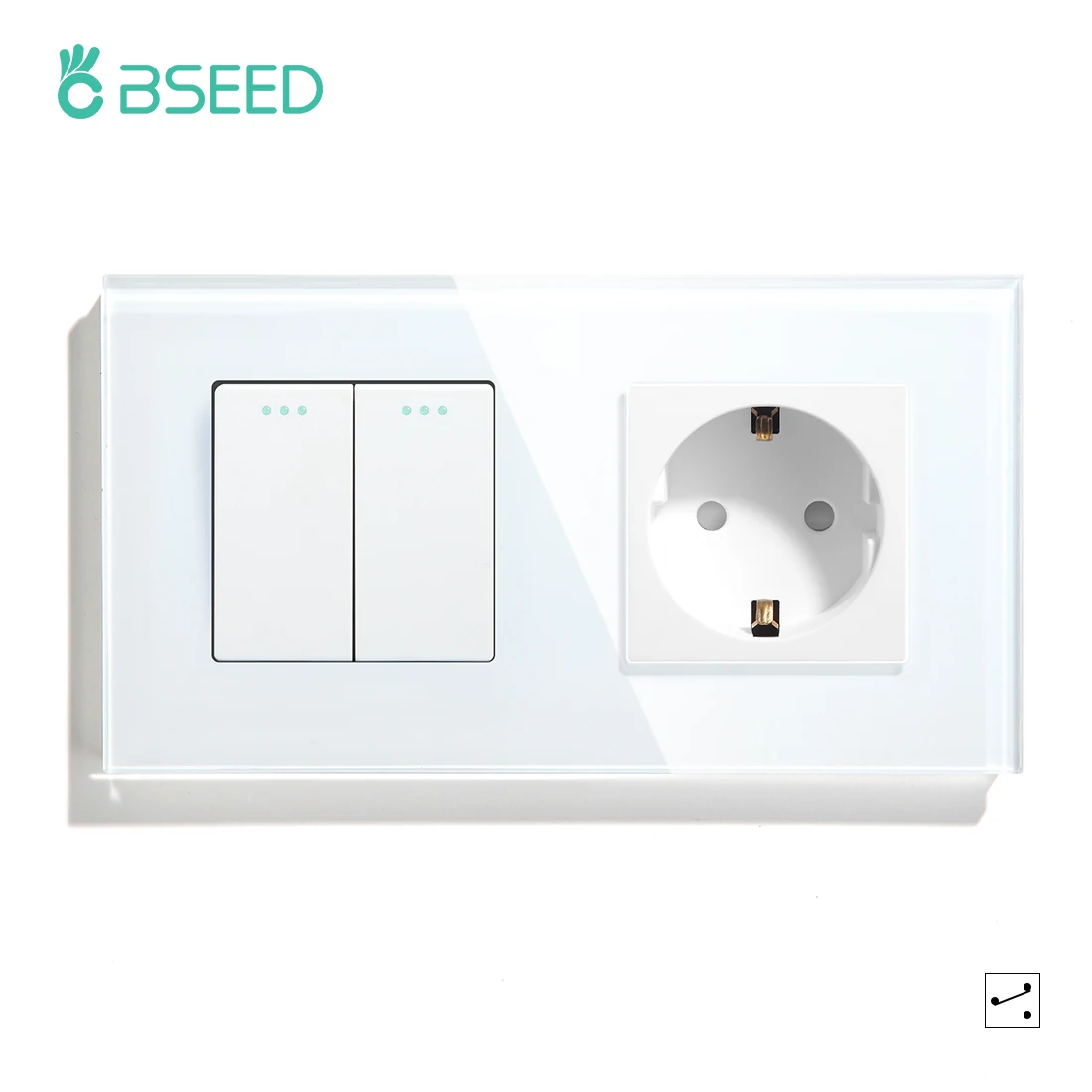 

BSEED Mechanical Light Switch Wall Socket Glass Frame 1/2/3Gang 2Way Wall Switch Power Outlet Button Switches Wall Socket