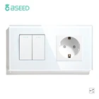BSEED механические светильник настенный выключатель розетка Стекло рамка 123 2Way настенный выключатель Мощность выход кнопочные выключатели розетки