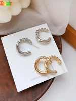 kshmir retro metal twist glossy gold earrings contracted c word women fashion earrings jewelry gifts wholesale 2022