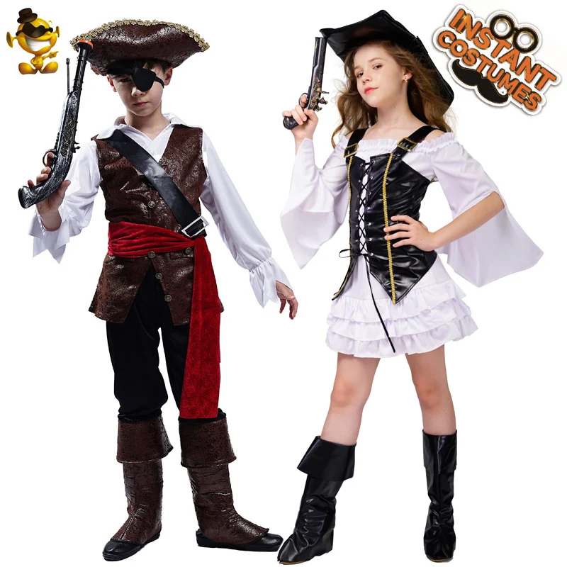 

Рождественский детский пиратский костюм для ролевых игр Роскошная Одежда с пиратской шляпой Косплей маскарадные костюмы для девочек и мальчиков