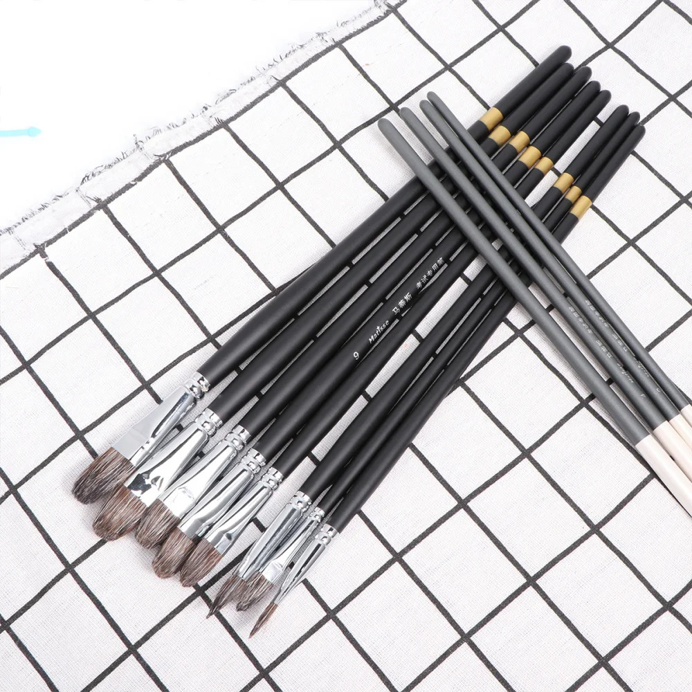 

12pcs Painting Brushes Wooden Handles Simple Art Painting Pens for Home (Numbers 1-12)