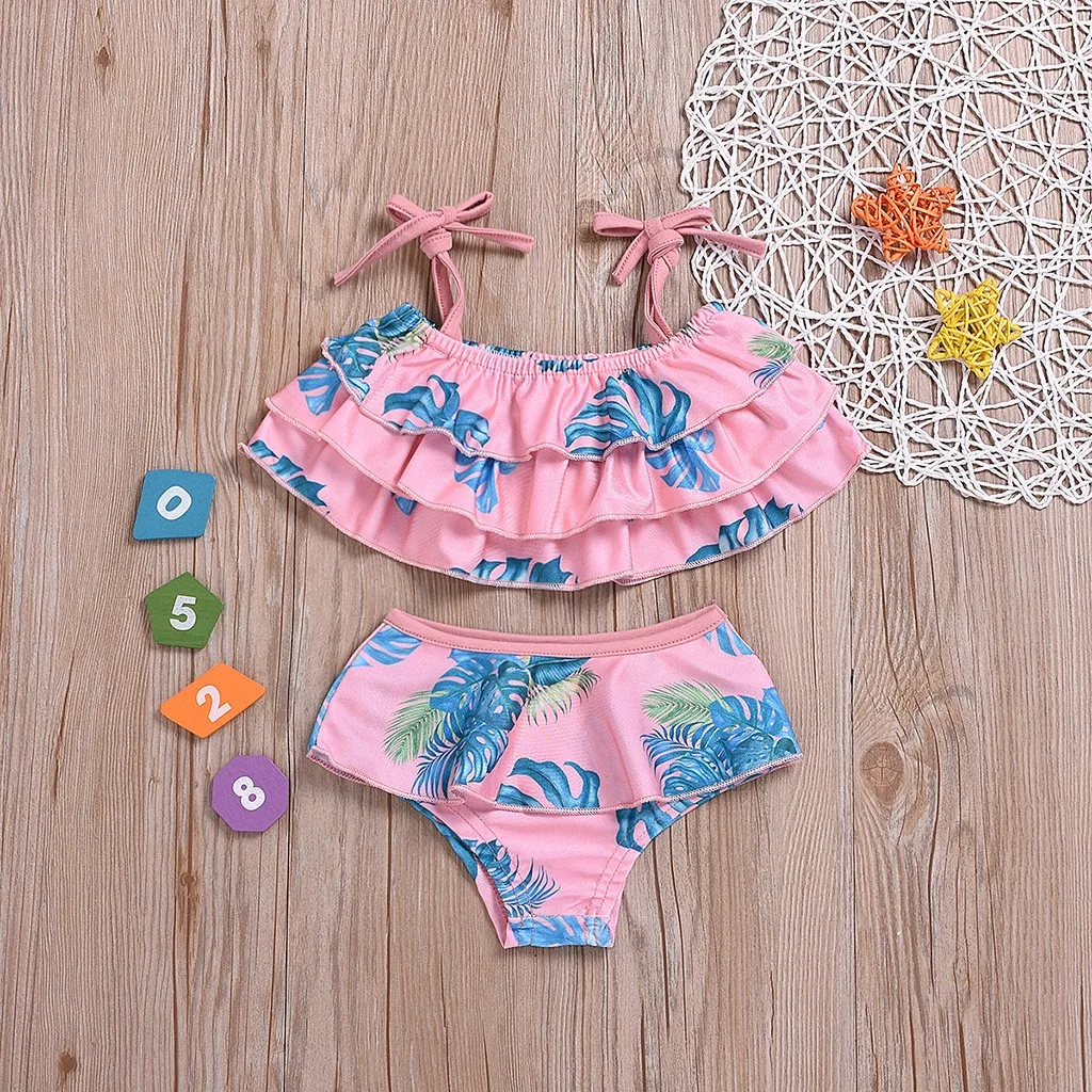 Купальный костюм для маленьких девочек бикини пляжный Пояс чулок купальник + топ