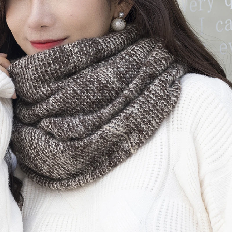 Теплый зимний шарф-кольцо Женский вязаный Модный снуд шарфы мужские шейные
