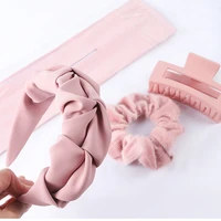 4pcslot fashion hair claw clips scrunchies elastic hair bands women girls pink wide headbands hairbands hair accessories set