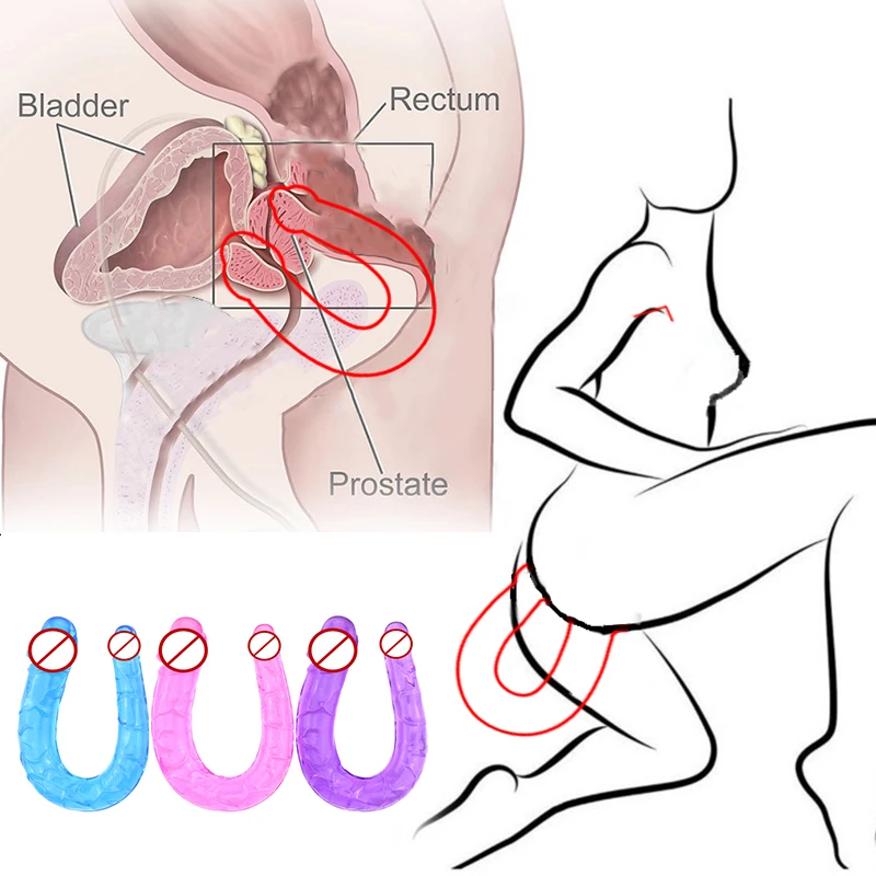 Интимные изделия U-образный двойной большой реалистичный фаллоимитатор