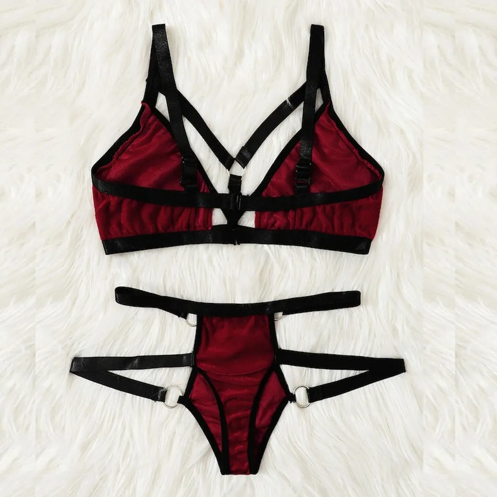 Новые Сексуальные женские кольца полые бархатный бюстгальтер набор нижнего