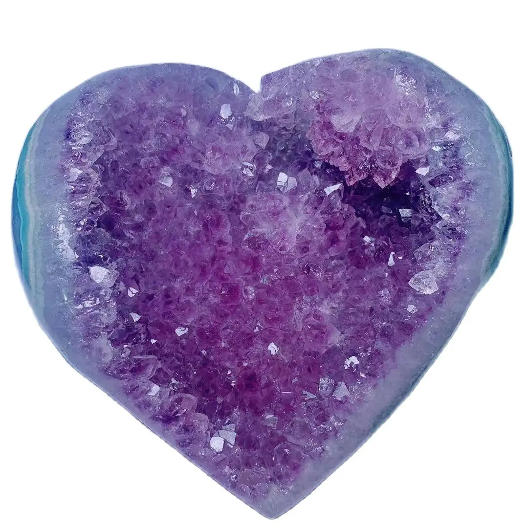 

Natural heart-shaped Amethyst Quartz Crystal Cluster Healing Specimen Decor Crystal quality Gemstone Stone Home Decor