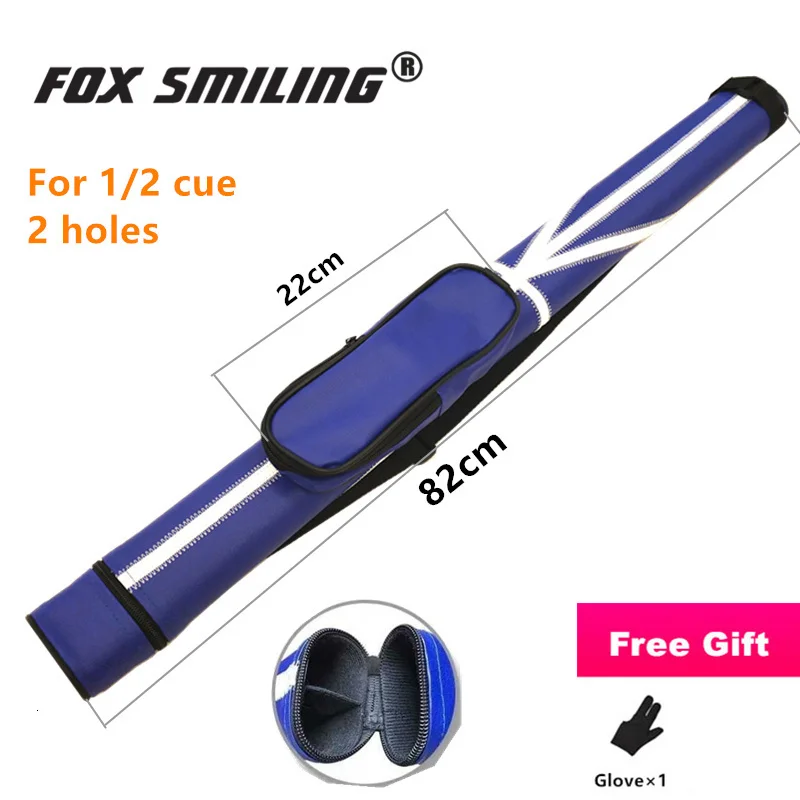 Fox Smiling 1/2 2 отверстия бильярдный кий чехол 82 см длина синий черный цвет Бильярд чехол Аксессуары