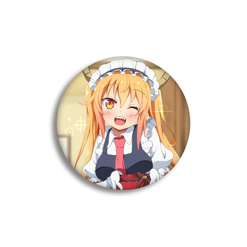 1 Pcs Anime Kobayashi San Chi No Maid Dragon Brooch Kanna Kamui Toru Cartoon Pattern Art Round Cosplay Badge 58MM Backpack Gift | Украшения