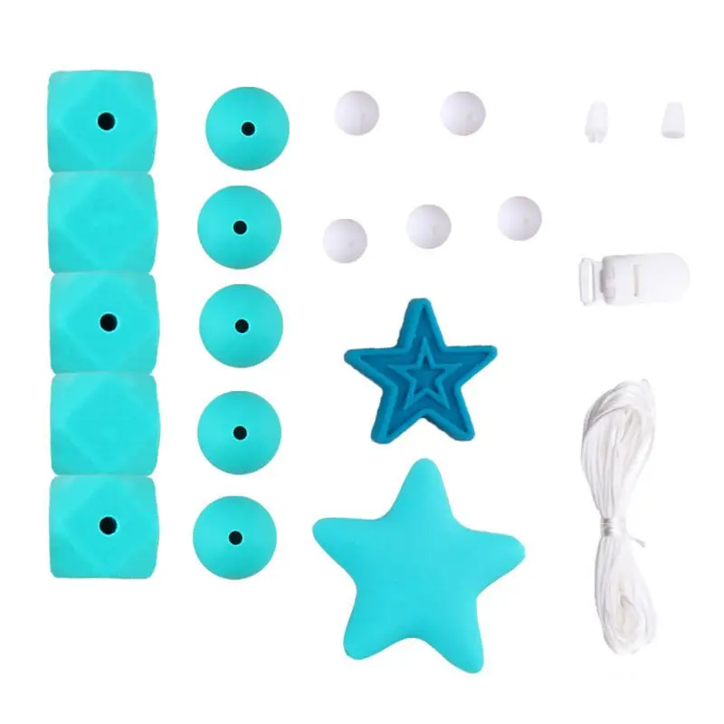 

Silicone Beads Set DIY Baby Teething Molar Toy Infants Necklace Bracelet Teether Pacifier Chain Making Accessories Dropship
