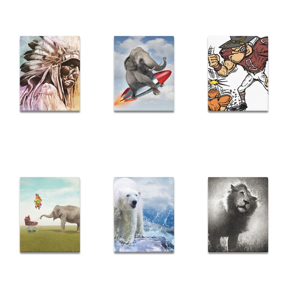 

25*20cm Birthday Poster Elephant Giraffe Poster Print Animal Nursery Wall Art Canvas Painting Child Picture Living Room Decor