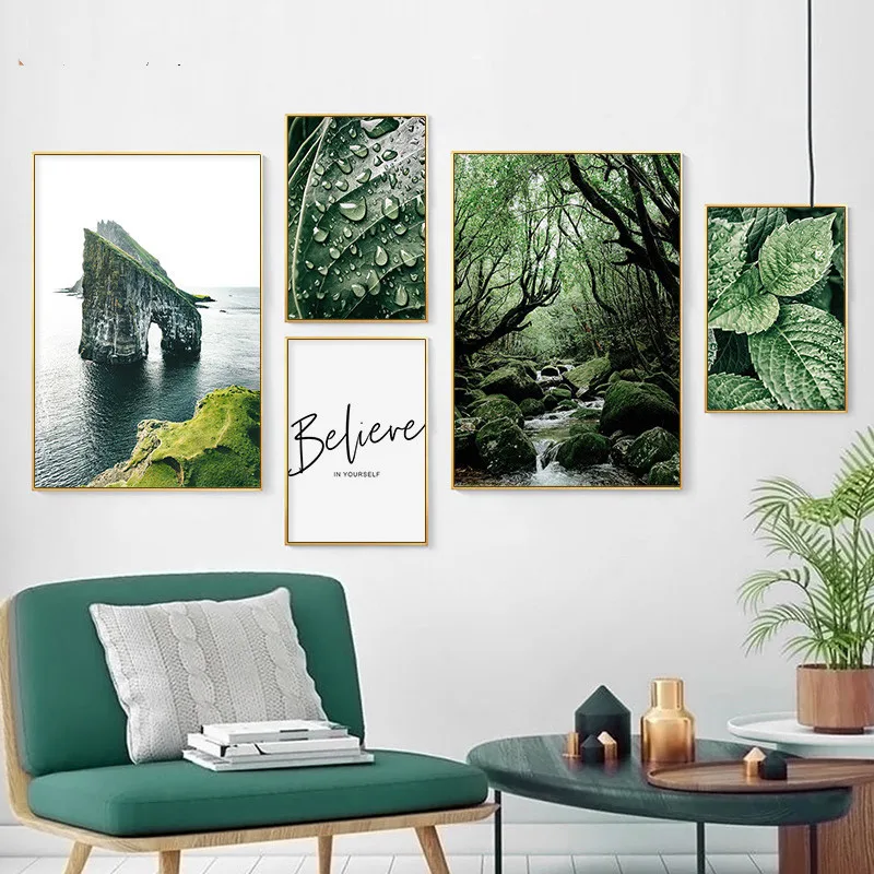 

Canvas Printings Flower Unframed Modern Turquoise Home Decor Minimalist Wall Paintings Posters Living Room Decoration