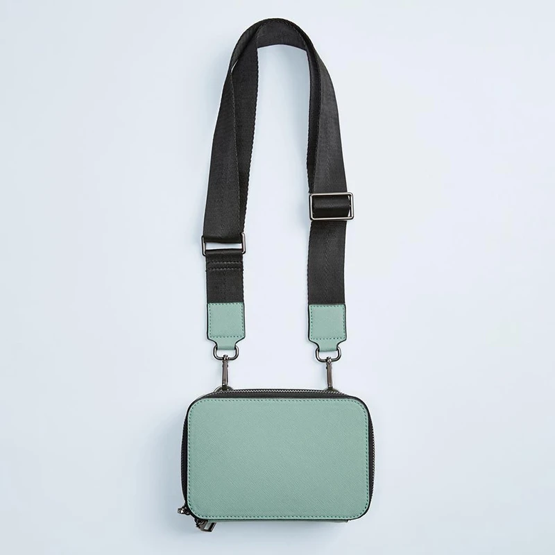 

Casual Small Box Designer Ladies Messenger Bag Fashion PU Leather Wide Shoulder Strap Messenger Bag