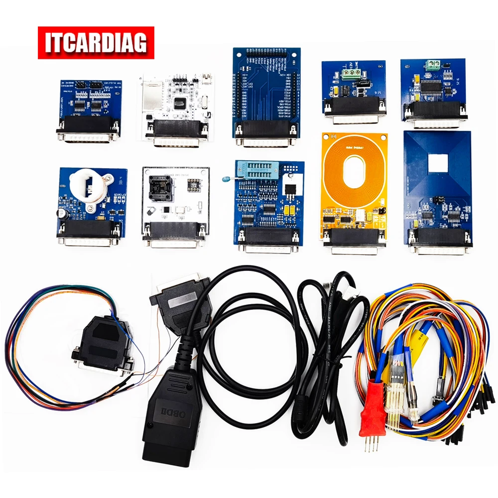Программатор Iprog Pro Plus + V87 главный кабель OBD RFID Kline 7 адаптеров 5 зондов аксессуары