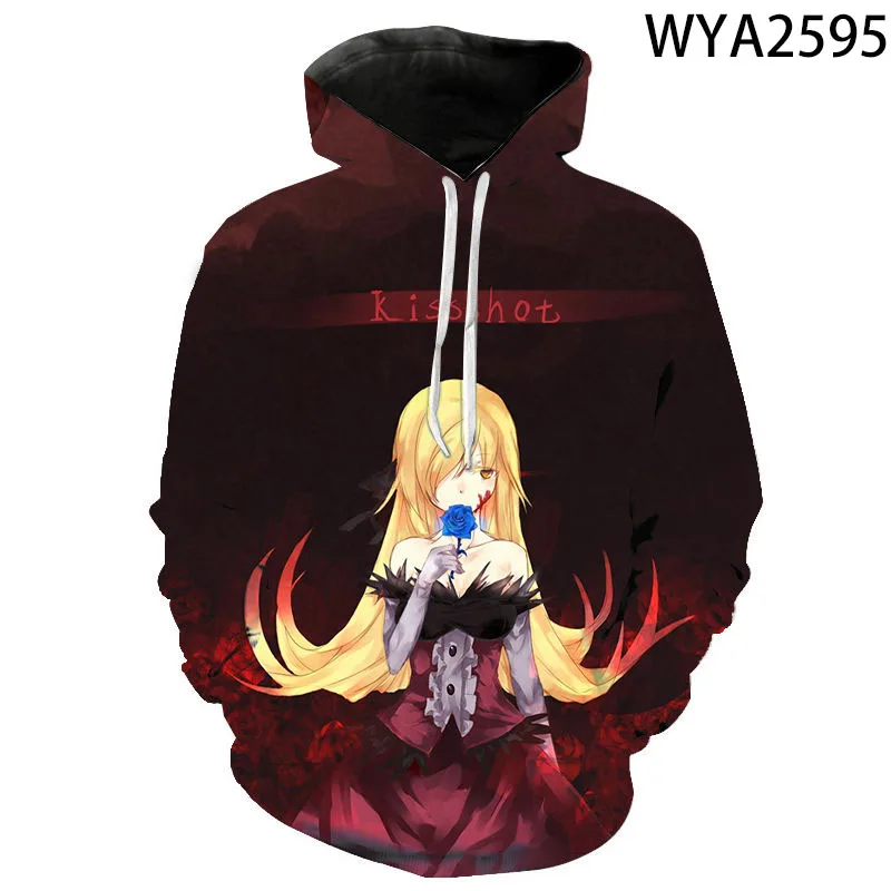 

Spring And Fall Monogatari Men Women Sweatshirts Fashion Hoodies 3D Monogatari Printed Pullover Long Sleeve Streetwear