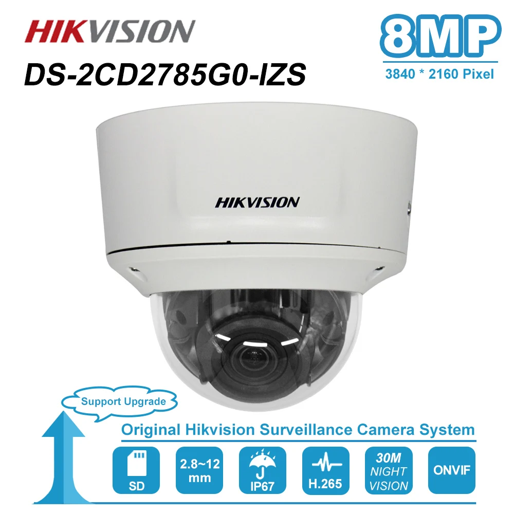 Hikvision 8MP (4 K) ИК Zoom купольная HD аудио IP Камера PoE Onvif дома/наружного видеонаблюдения