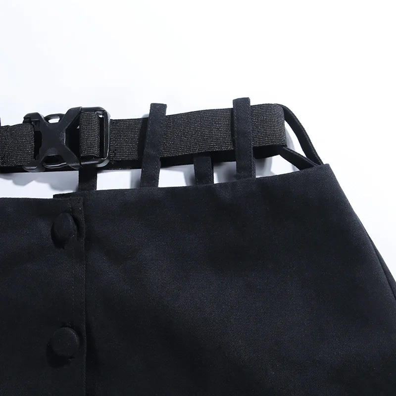 Женская готическая плиссированная мини-юбка Черная юбка с высокой талией и