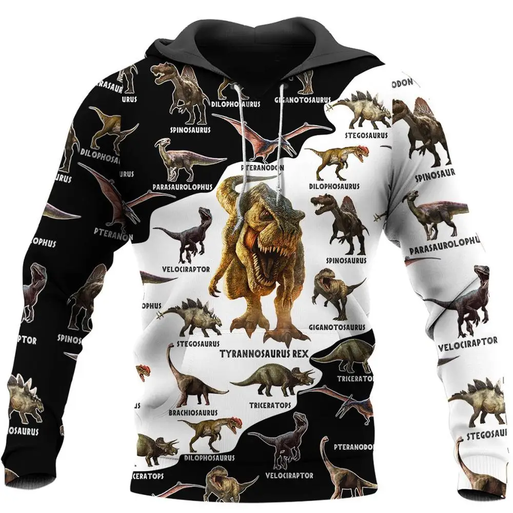 

2021 new dinosaur pattern 3D full print hoodie men/women Harajuku fashion animal hooded sweatshirt casual jacket pullover