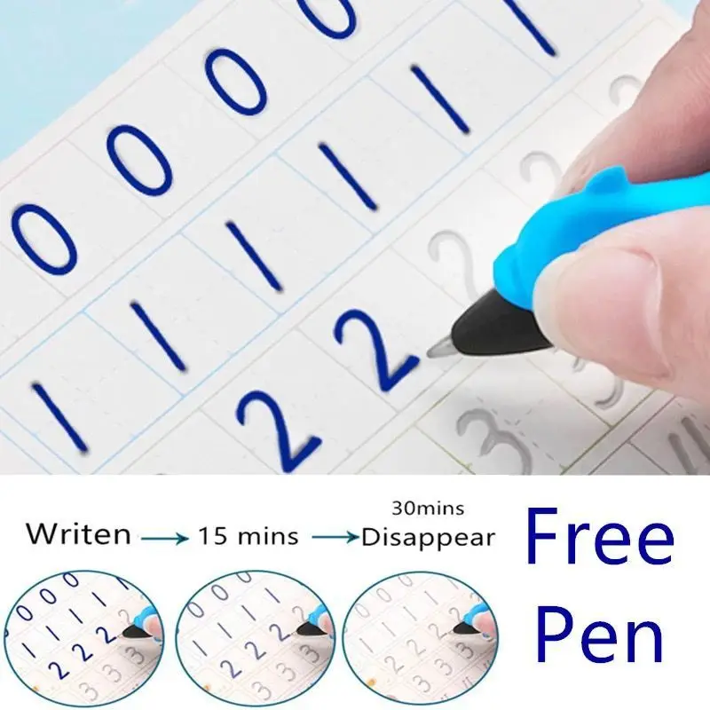 

Newest 4 Books Of Handwriting English 3D Copybook Calligraphic Magic Education Practice Reusable Stationery Book Toy For Kid