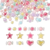 92210pcs transparent acrylic beads ab color heart star candy shape bead in bead half drilled for diy jewelry making accessories