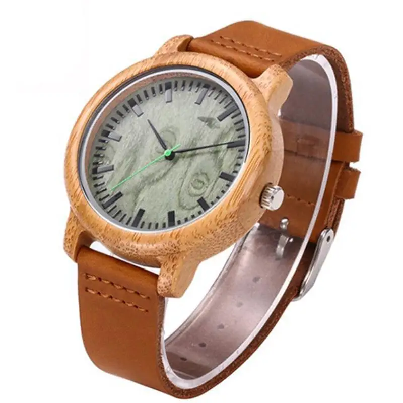 Модные роскошные деревянные мужские кварцевые часы с кожаным ремешком