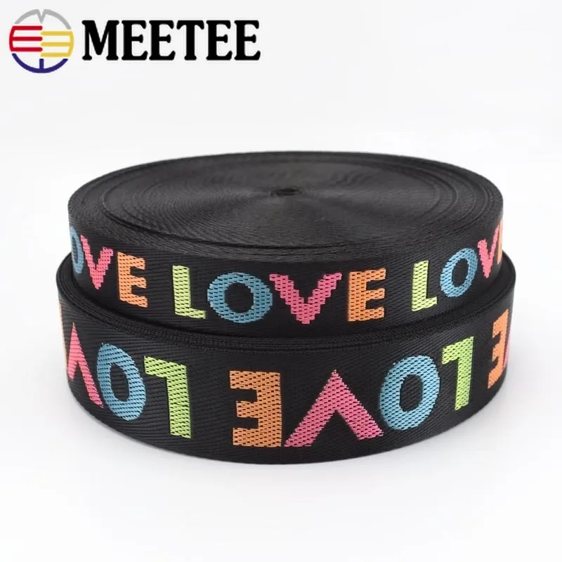 Meetee 8 ярдов 25/38 мм нейлоновая жаккардовая тесьма Лента Любовь для сумки плечевой