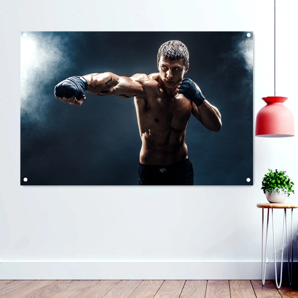 

Master Boxing Cross Poster Wall Art Kickboxing, Muay Thai, Martial Arts Wallpaper Banner Flags Canvas Painting Artwork Gym Decor