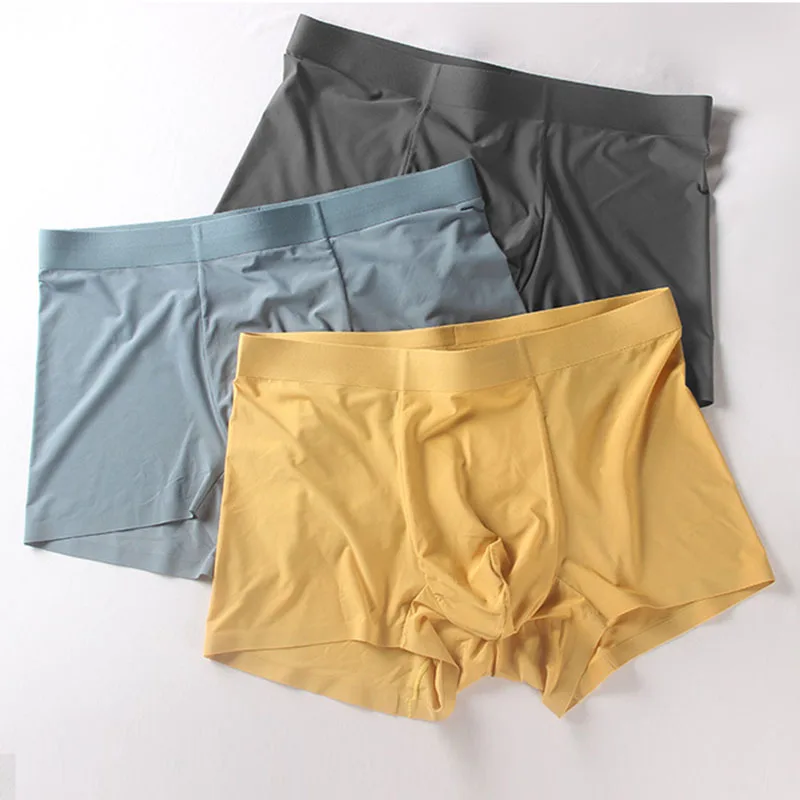 

Трусы-боксеры мужские, шелковые, бесшовные, с U-образным вырезом