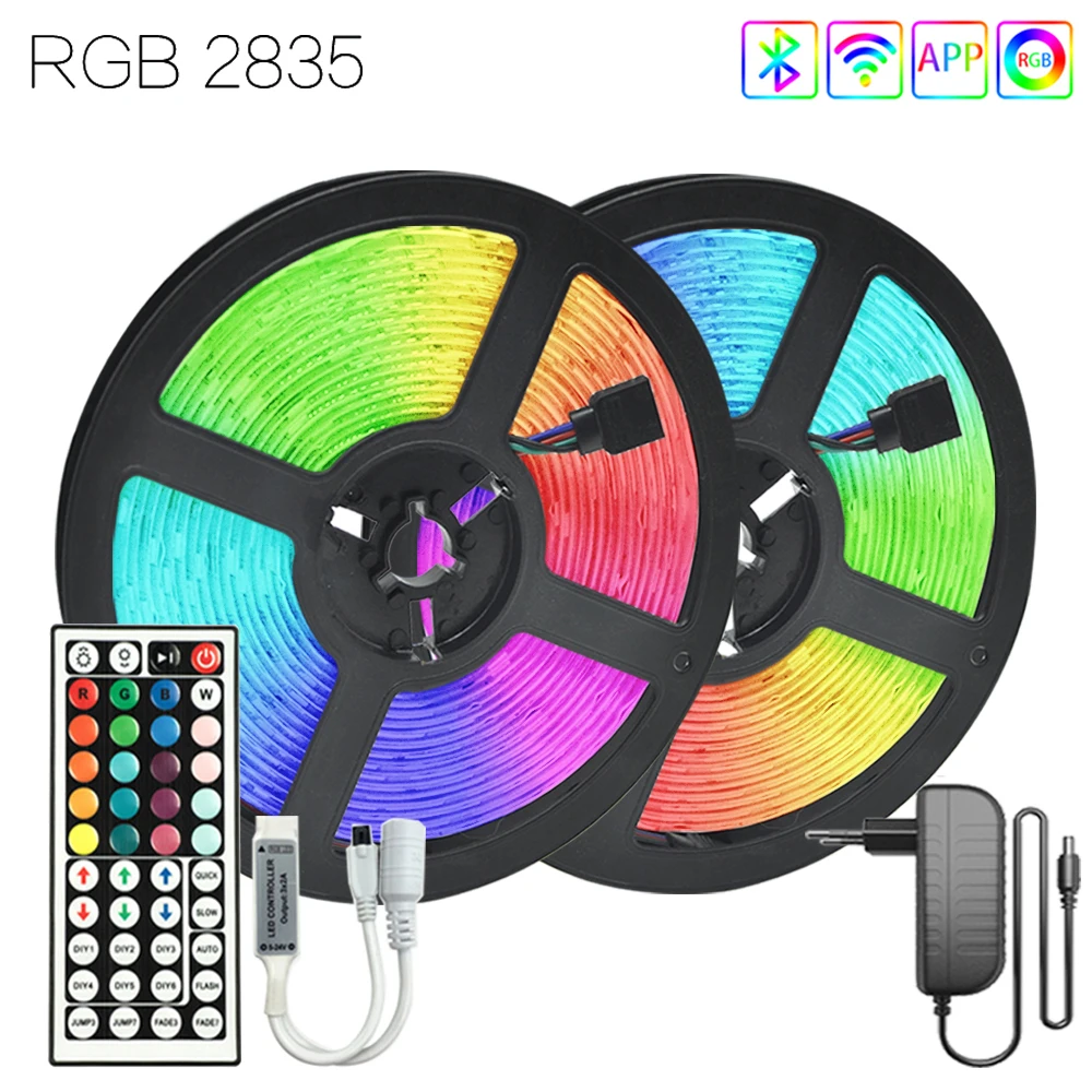 

DIY Party Lamp Tape 65.6 ft (20M) RGB 2835 12V LED Strip Infrared Remote TV Desk Iuces Tape Ribbon Diode EU Plug Flexible Lamp