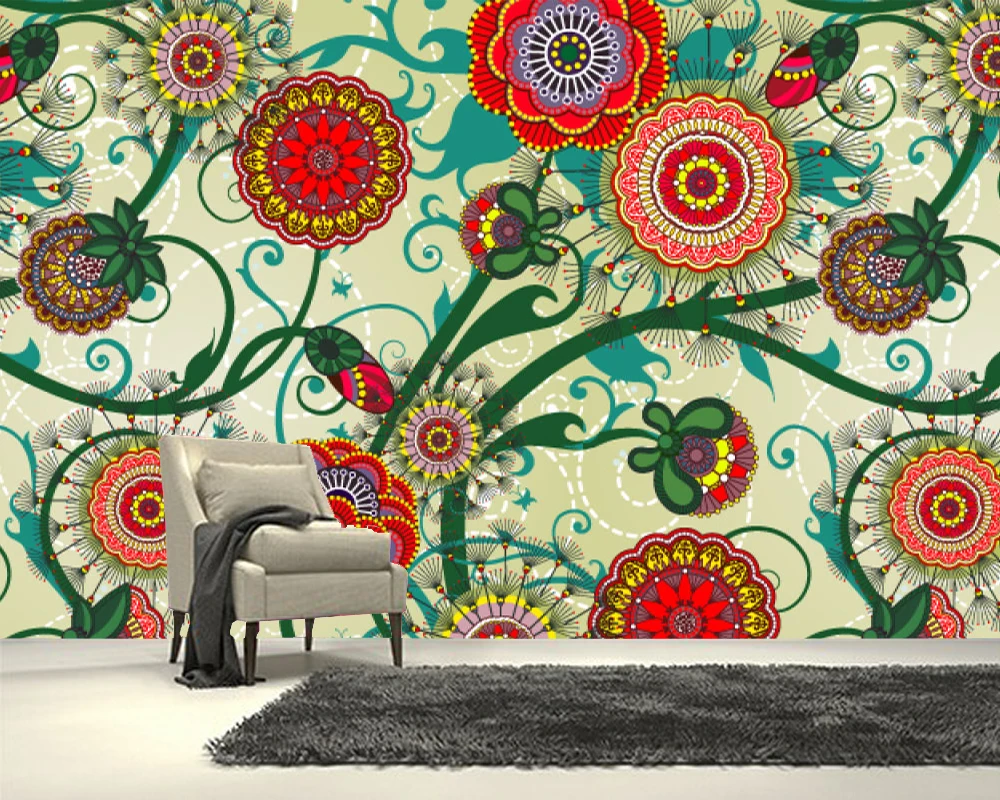 Обои 3d в стиле ретро с красивыми цветами настенные бумаги для гостиной спальни