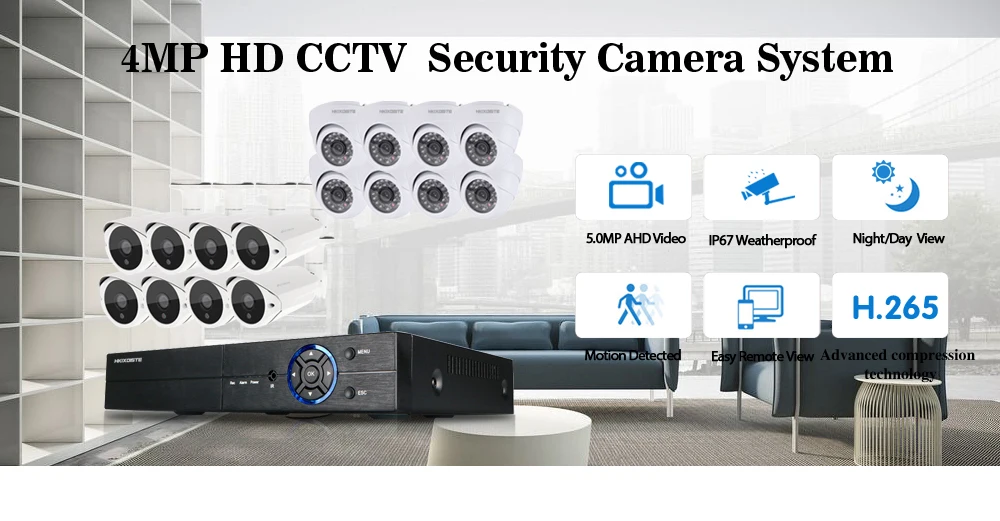 HKIXDISTE система безопасности камеры 5MP 16 каналов HDMI 1080P 5MP 4MP AHD DVR NVR телефон вид купольная камера видеонаблюдения Система 4 ТБ HD