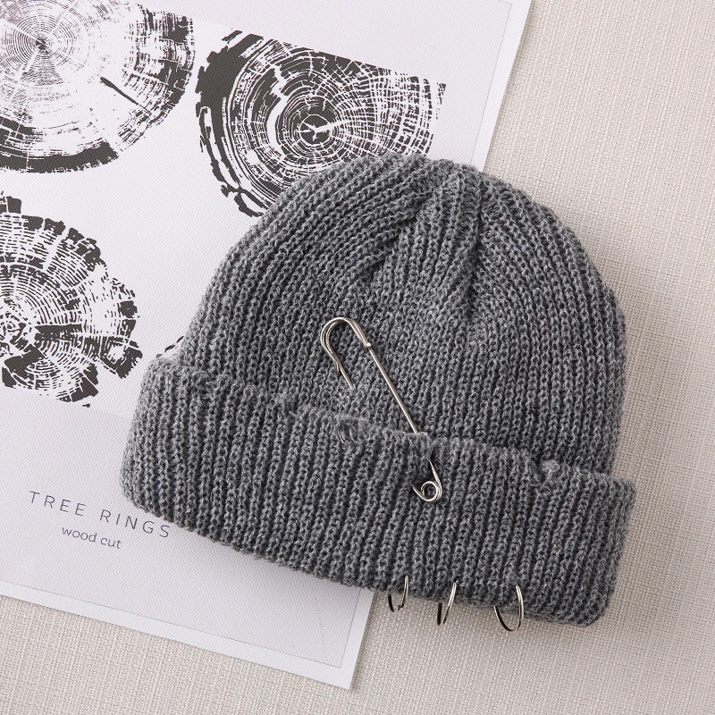 Men Hip Hop Harajuku Skullies Beanies Hats Ripped Holes Knitted Plain 2021 Autumn Winter Soft Cotton Warm Caps | Аксессуары для