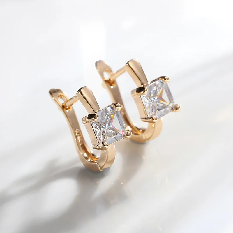 Platinum gold white MAIKALE, квадратные серьги-гвоздики, AAA кубический цирконий, покрытые золотом и серебром, гипоаллергенные корейские серьги для женщин, отправка друзьям - Окраска металла: Platinum gold white