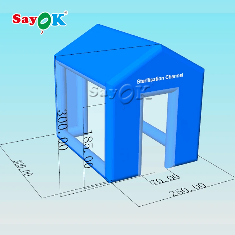 Герметичный синий надувной стерилизационный канал тент для дезинфекции туннель