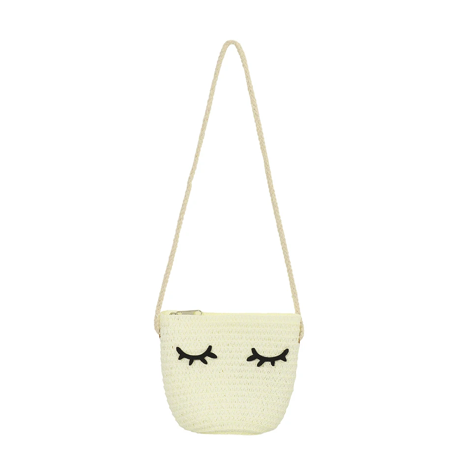 

Baby Kids Bags Children Cute Solid Pattern Cross-Body Handbag Fashion Girls Kids Straw Shoulder Messenger Bag