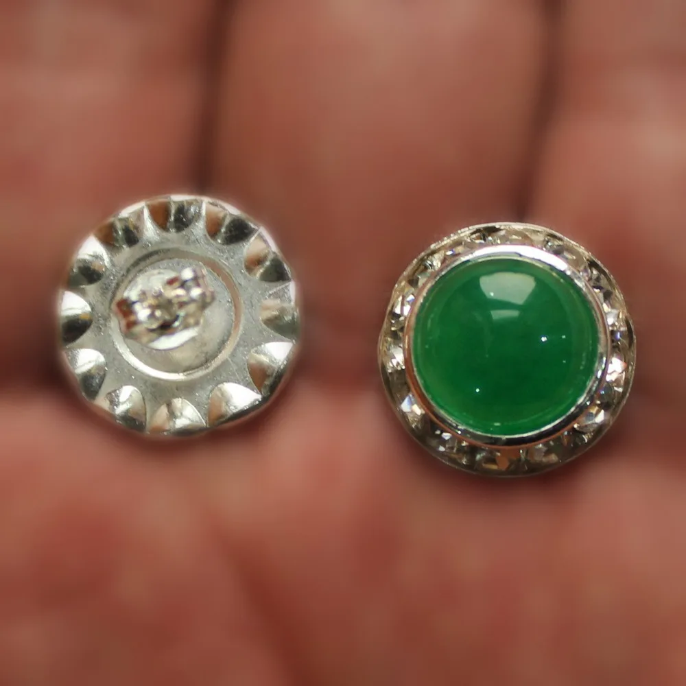 

wholesale 15mm green Natural jade lady's charming earrings