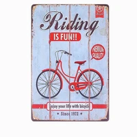 riding is fun vintage metal tin signs cafe pub home decor wall metal plates bar craft retro bicycle plaque