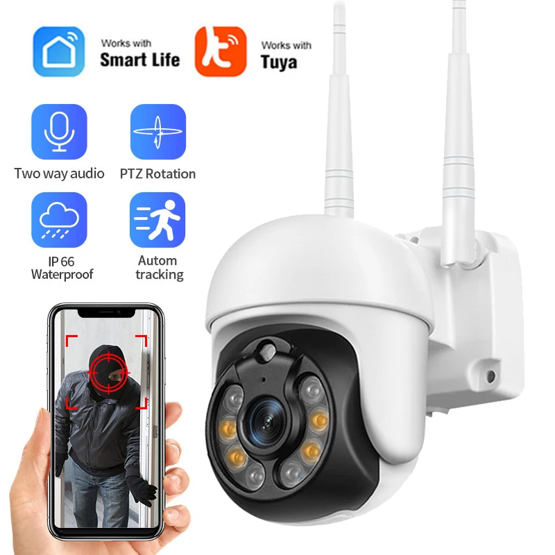 

2MP WIFI PTZ Camera 1080P HD TUYA Outdoor Surveillance Wireless Human Detector Security Protection CMOS Night Vision IP Camera