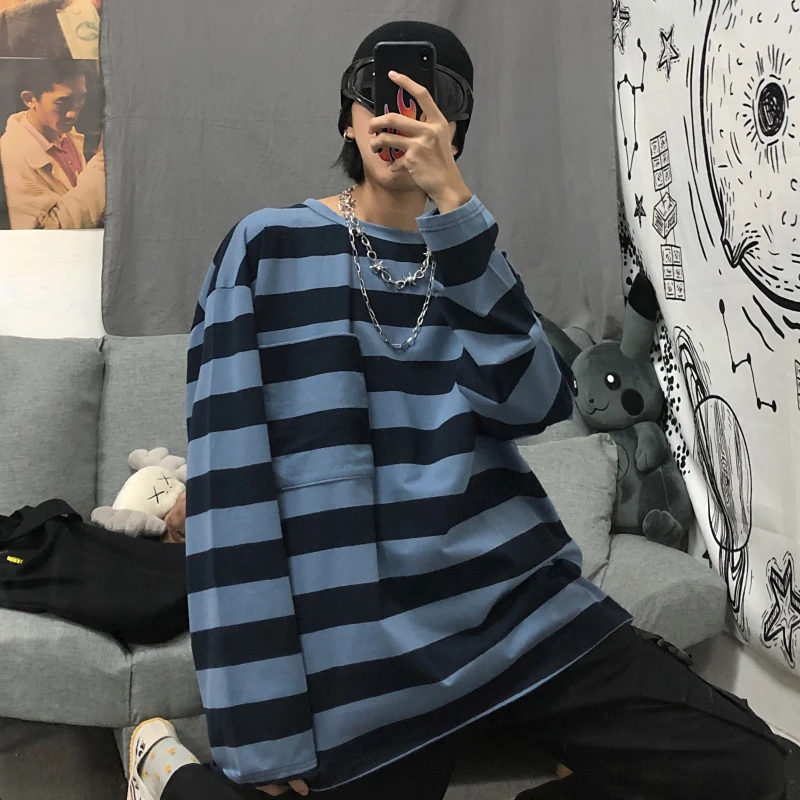 Футболка женская в полоску с круглым вырезом и длинным рукавом|Футболки| |