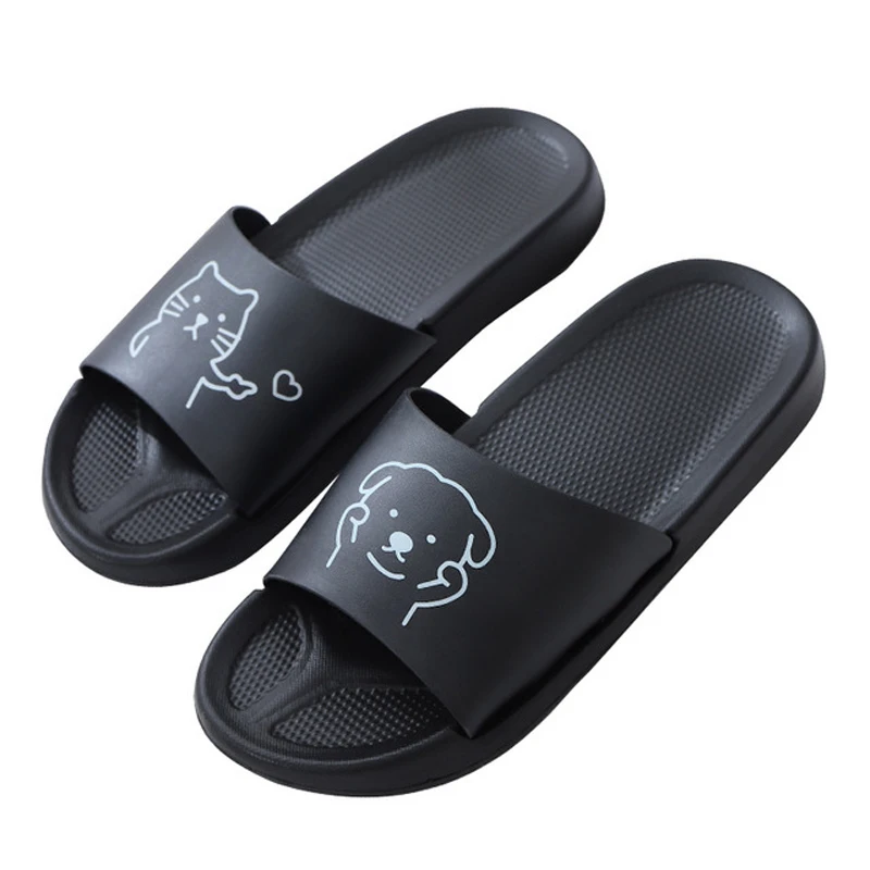 

2021 EVA Summer Thick Soft Sole Slippers Women Cute Cartoon Animal Pig Cat Flip Flops Outdoor Open Toe Beach Slides Sandals