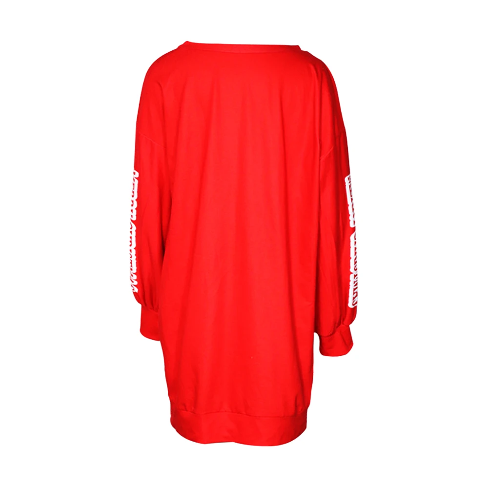 

Christmas Dress Women Santa Print Loose Long Sleeve Mini Sweatshirt Dress Winter New Year Party Dresses Female Casual Homewear